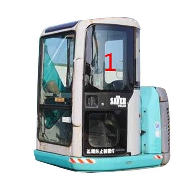 उच्च प्रभाव शक्ति KOBELCO खुदाई ग्लास 5 मिमी मोटी बायां दरवाजा ऊपर की स्थिति NO.1