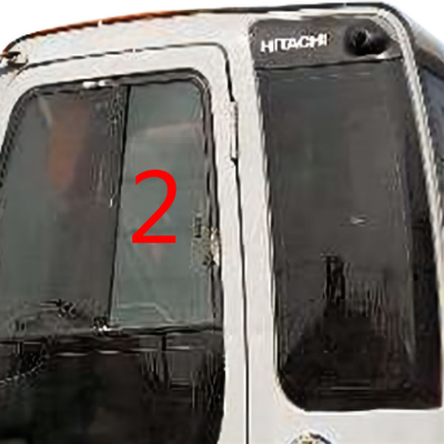 4457174 हिताची एक्स्कवेटर ग्लास कैब विंडो लेफ्ट साइड स्ट्रेट पोजीशन नंबर 2 टेम्पर्ड ग्लास