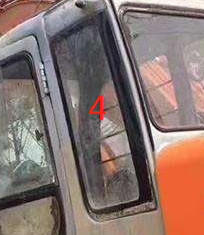 4383431 हिताची एक्स्कवेटर ग्लास कैब विंडो लेफ्ट डोर रियर पोजिशन नंबर 4