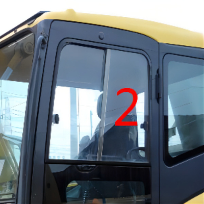 झुकने प्रतिरोधी KOMATSU खुदाई कैब ग्लास बाईं ओर की स्थिति सीधे NO.2
