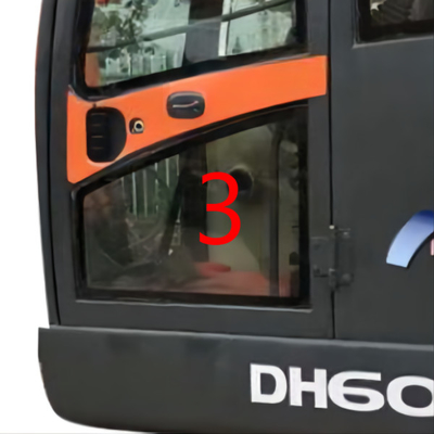 ग्रीन DOOSAN ग्लास टेम्पर्ड एक्स्कवेटर ग्लास रिप्लेसमेंट लेफ्ट डोर लोअर पोजिशन नंबर 3