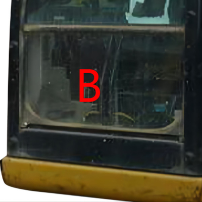 CAT307E E307E एक्स्कवेटर ग्लास रिप्लेसमेंट कैटरपिलर कैब फ्रंट डाउन पोजीशन B