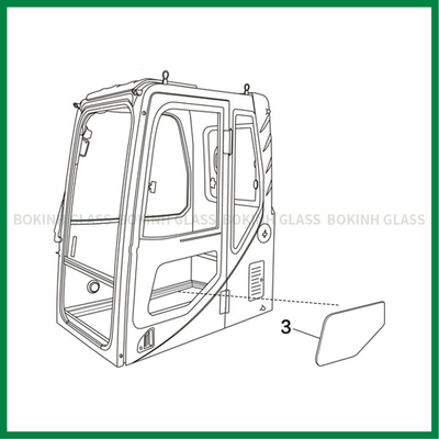 HITACHI KOMATSU कस्टम विंडशील्ड ग्लास लेफ्ट डोर लोअर पोजिशन NO.3