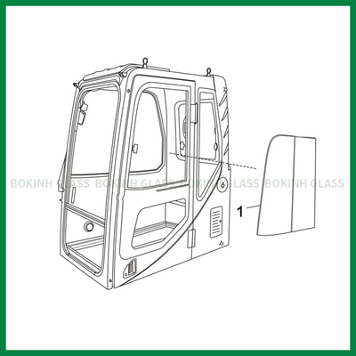 DOOSAN KOBELCO कस्टम विंडशील्ड ग्लास OEM लेफ्ट स्लैंट साइड पोजीशन नंबर 1